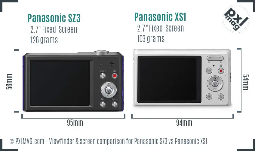 Panasonic SZ3 vs Panasonic XS1 Screen and Viewfinder comparison