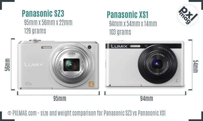 Panasonic SZ3 vs Panasonic XS1 size comparison