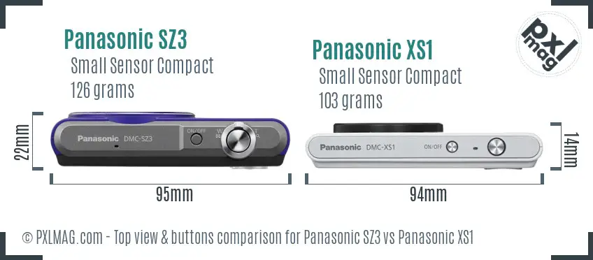 Panasonic SZ3 vs Panasonic XS1 top view buttons comparison