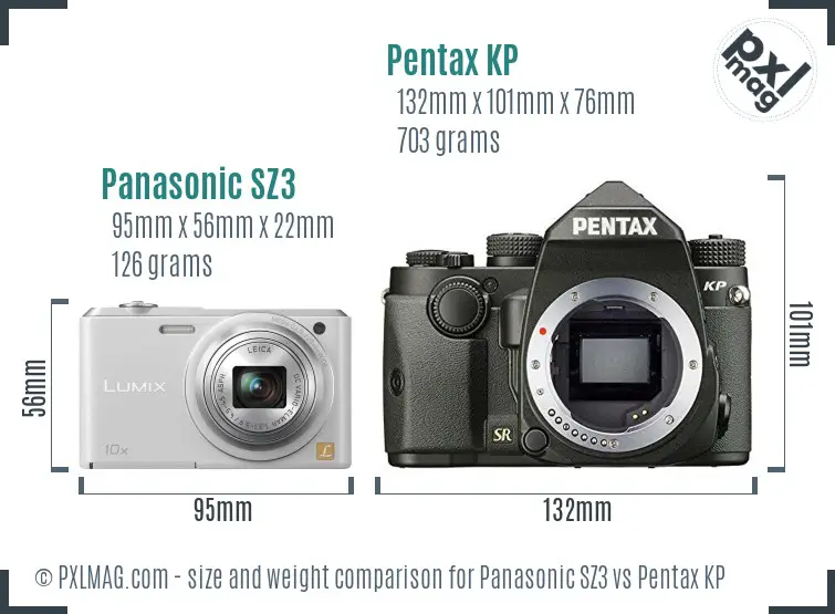Panasonic SZ3 vs Pentax KP size comparison