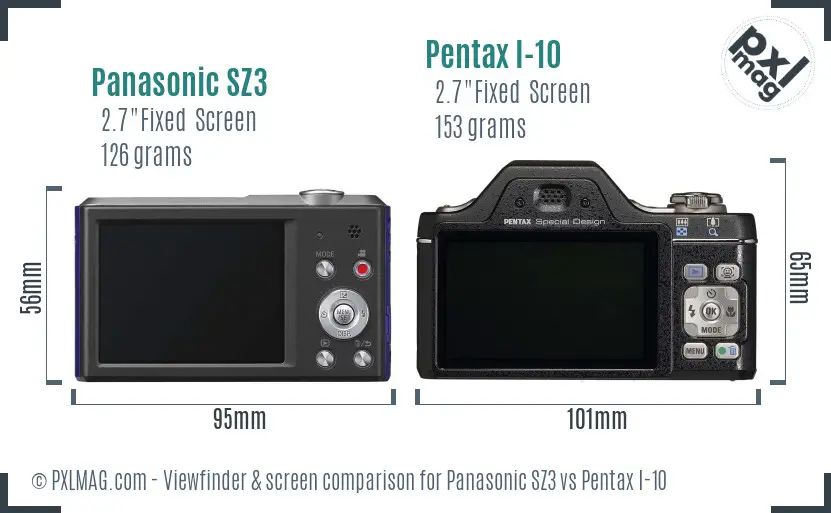 Panasonic SZ3 vs Pentax I-10 Screen and Viewfinder comparison