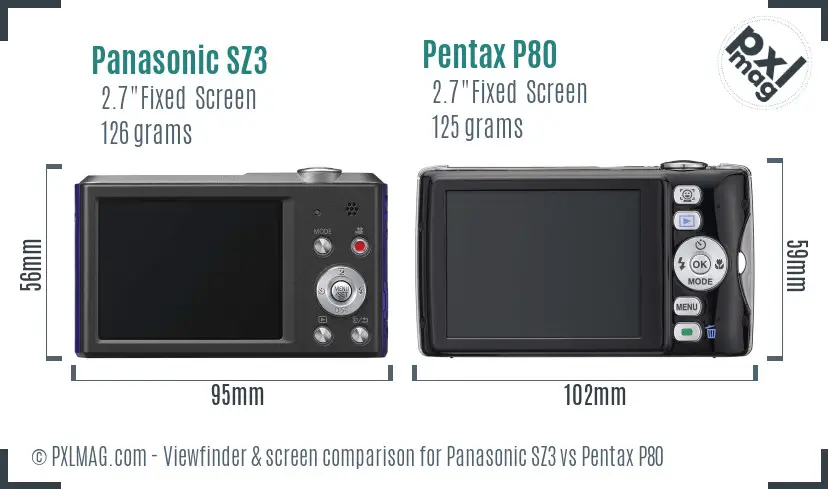 Panasonic SZ3 vs Pentax P80 Screen and Viewfinder comparison