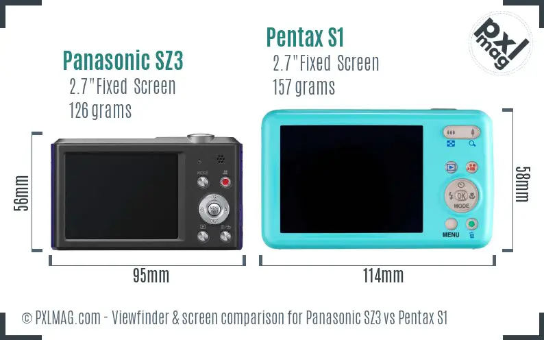 Panasonic SZ3 vs Pentax S1 Screen and Viewfinder comparison
