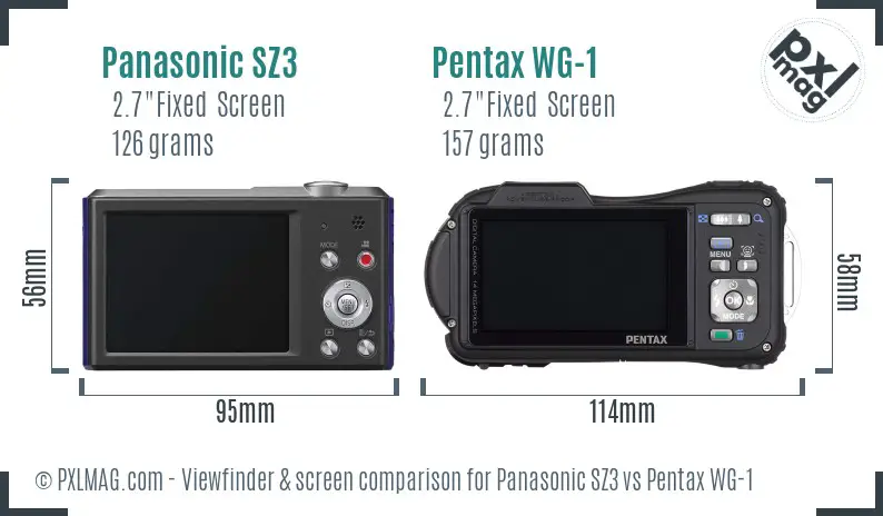 Panasonic SZ3 vs Pentax WG-1 Screen and Viewfinder comparison