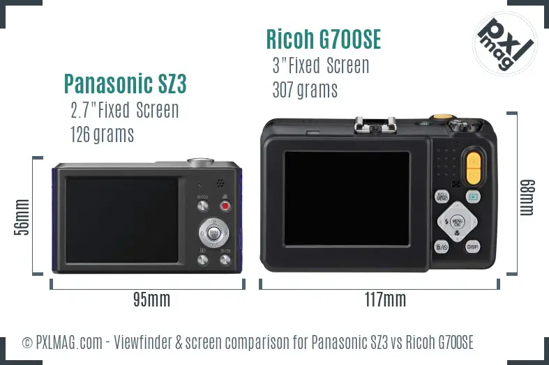 Panasonic SZ3 vs Ricoh G700SE Screen and Viewfinder comparison Panasonic SZ3 vs Ricoh G700SE Screen and Viewfinder comparison