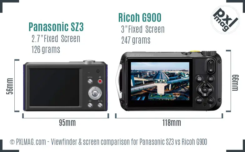 Panasonic SZ3 vs Ricoh G900 Screen and Viewfinder comparison