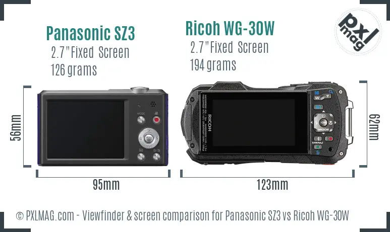 Panasonic SZ3 vs Ricoh WG-30W Screen and Viewfinder comparison Panasonic SZ3 vs Ricoh WG-30W Screen and Viewfinder comparison