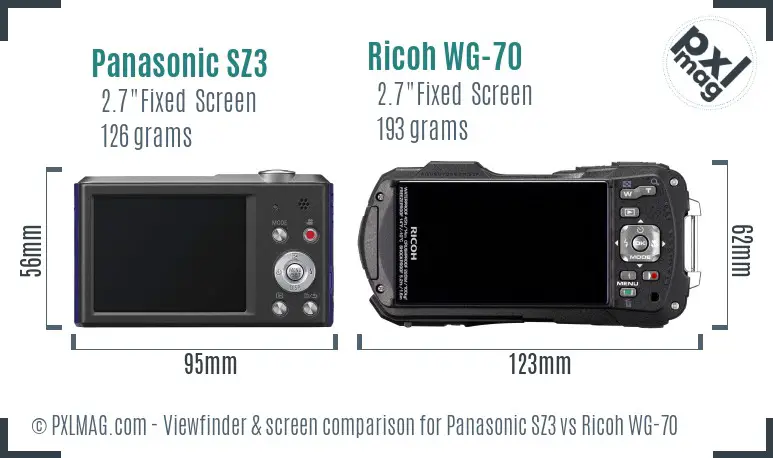 Panasonic SZ3 vs Ricoh WG-70 Screen and Viewfinder comparison