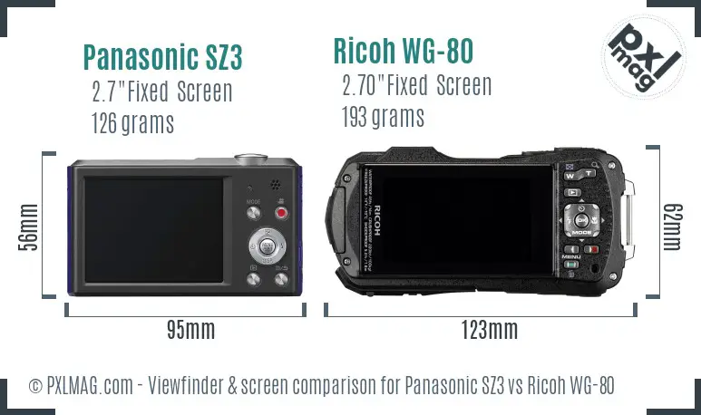 Panasonic SZ3 vs Ricoh WG-80 Screen and Viewfinder comparison