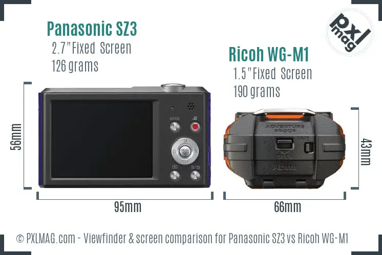 Panasonic SZ3 vs Ricoh WG-M1 Screen and Viewfinder comparison