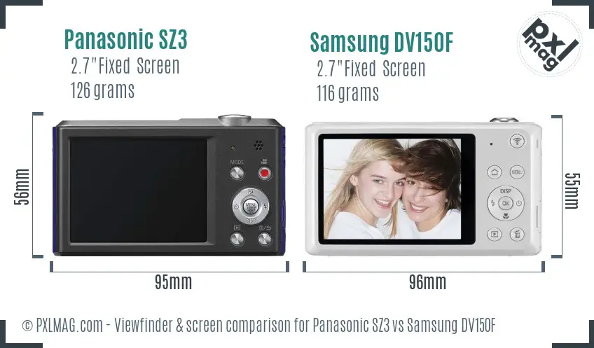 Panasonic SZ3 vs Samsung DV150F Screen and Viewfinder comparison Panasonic SZ3 vs Samsung DV150F Screen and Viewfinder comparison