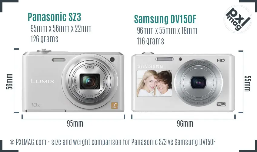 Panasonic SZ3 vs Samsung DV150F size comparison Panasonic SZ3 vs Samsung DV150F size comparison