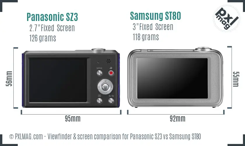 Panasonic SZ3 vs Samsung ST80 Screen and Viewfinder comparison