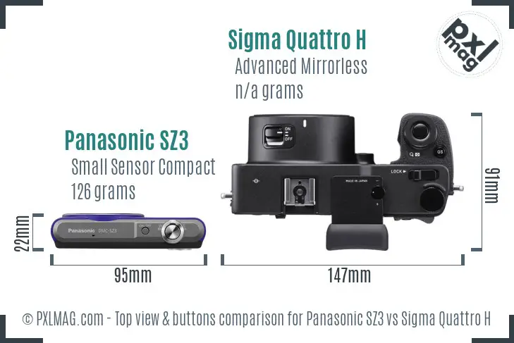 Panasonic SZ3 vs Sigma Quattro H top view buttons comparison
