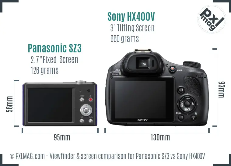 Panasonic SZ3 vs Sony HX400V Screen and Viewfinder comparison Panasonic SZ3 vs Sony HX400V Screen and Viewfinder comparison