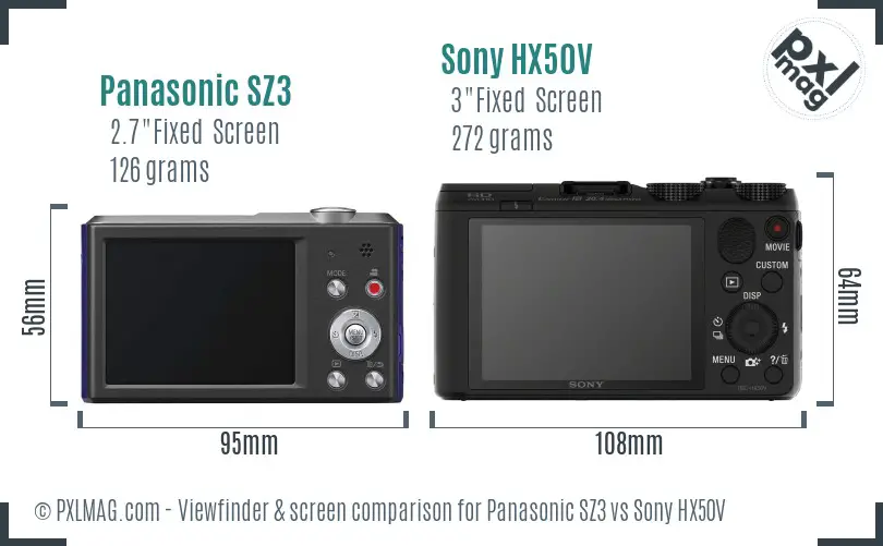 Panasonic SZ3 vs Sony HX50V Screen and Viewfinder comparison Panasonic SZ3 vs Sony HX50V Screen and Viewfinder comparison