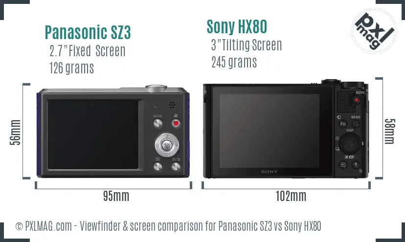Panasonic SZ3 vs Sony HX80 Screen and Viewfinder comparison Panasonic SZ3 vs Sony HX80 Screen and Viewfinder comparison
