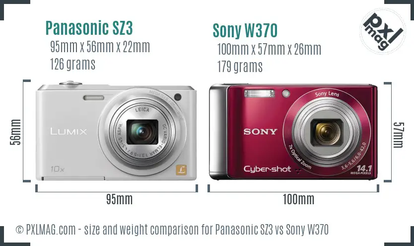 Panasonic SZ3 vs Sony W370 size comparison Panasonic SZ3 vs Sony W370 size comparison