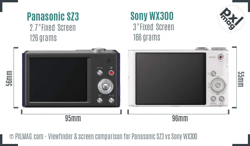 Panasonic SZ3 vs Sony WX300 Screen and Viewfinder comparison Panasonic SZ3 vs Sony WX300 Screen and Viewfinder comparison