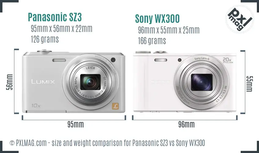 Panasonic SZ3 vs Sony WX300 size comparison Panasonic SZ3 vs Sony WX300 size comparison