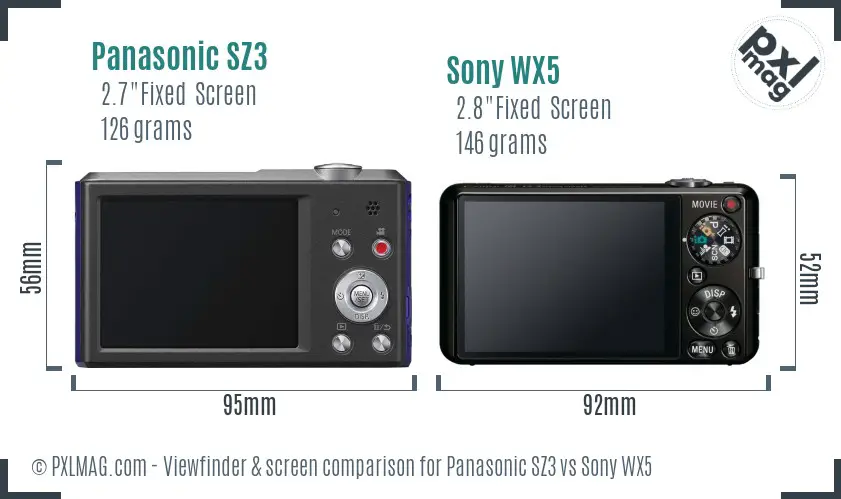 Panasonic SZ3 vs Sony WX5 Screen and Viewfinder comparison