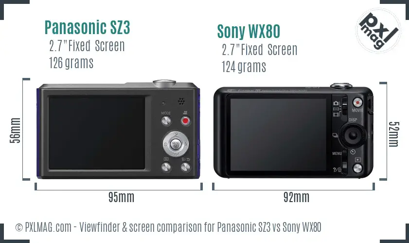 Panasonic SZ3 vs Sony WX80 Screen and Viewfinder comparison Panasonic SZ3 vs Sony WX80 Screen and Viewfinder comparison