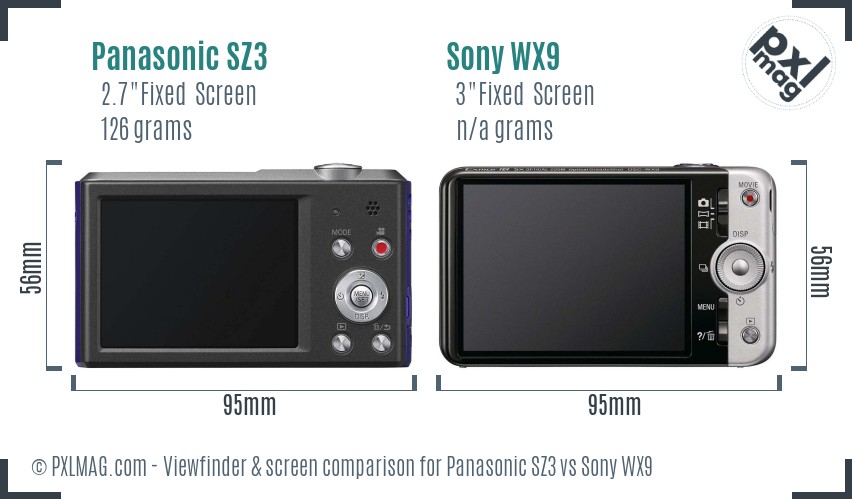 Panasonic SZ3 vs Sony WX9 Screen and Viewfinder comparison