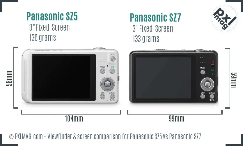 Panasonic SZ5 vs Panasonic SZ7 Screen and Viewfinder comparison