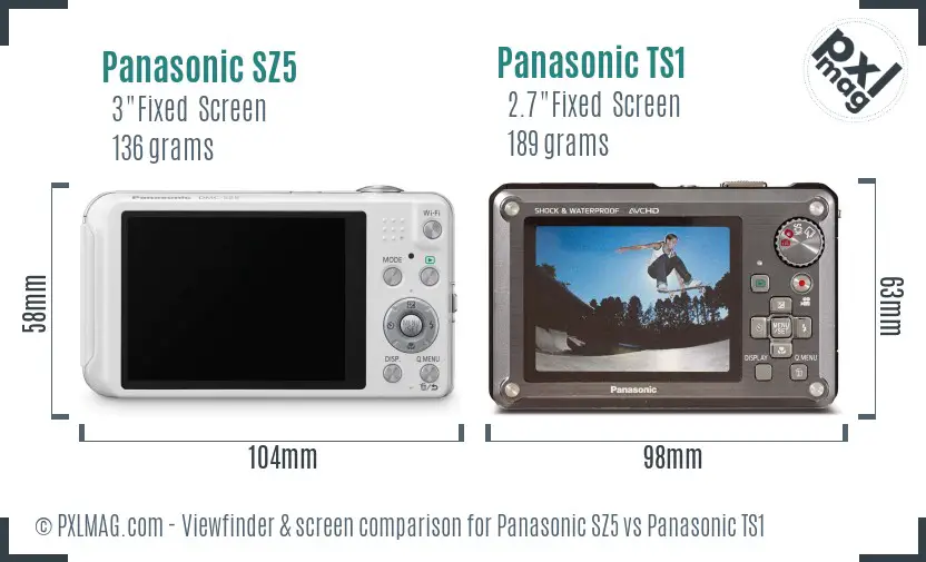 Panasonic SZ5 vs Panasonic TS1 Screen and Viewfinder comparison