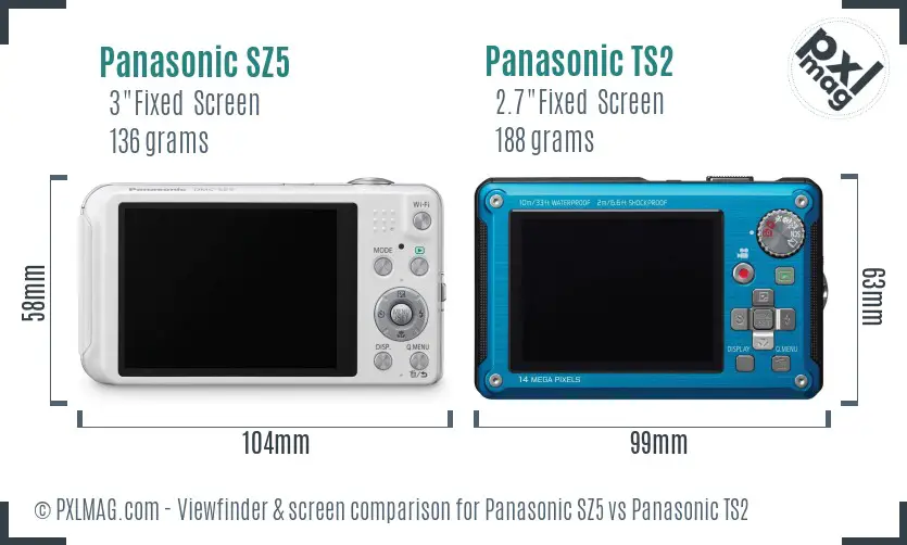 Panasonic SZ5 vs Panasonic TS2 Screen and Viewfinder comparison