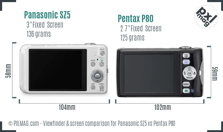 Panasonic SZ5 vs Pentax P80 Screen and Viewfinder comparison