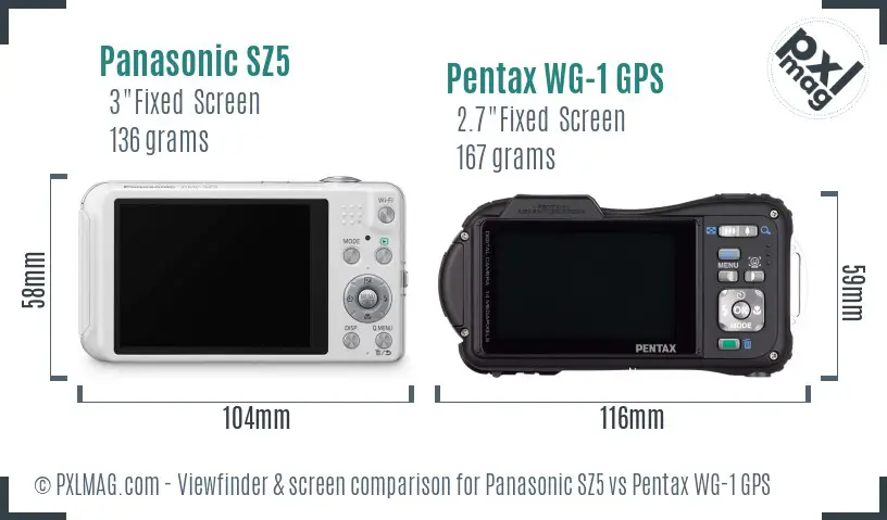 Panasonic SZ5 vs Pentax WG-1 GPS Screen and Viewfinder comparison