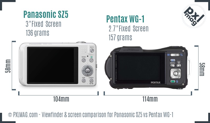 Panasonic SZ5 vs Pentax WG-1 Screen and Viewfinder comparison