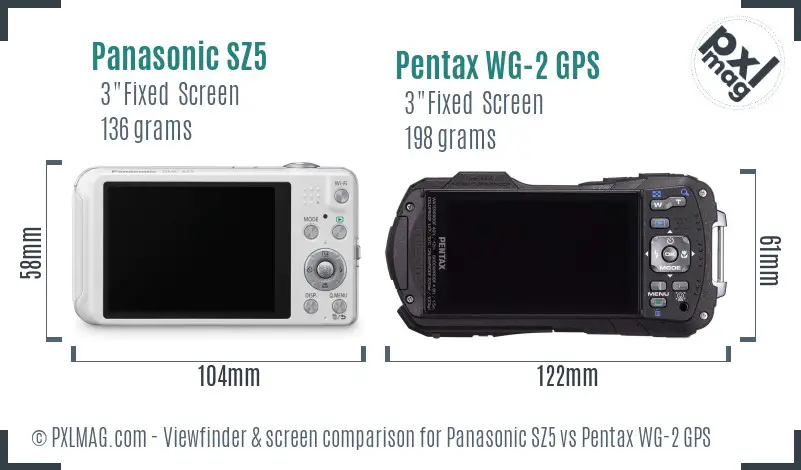 Panasonic SZ5 vs Pentax WG-2 GPS Screen and Viewfinder comparison