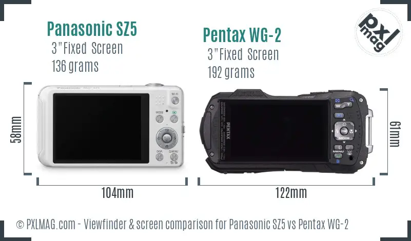 Panasonic SZ5 vs Pentax WG-2 Screen and Viewfinder comparison
