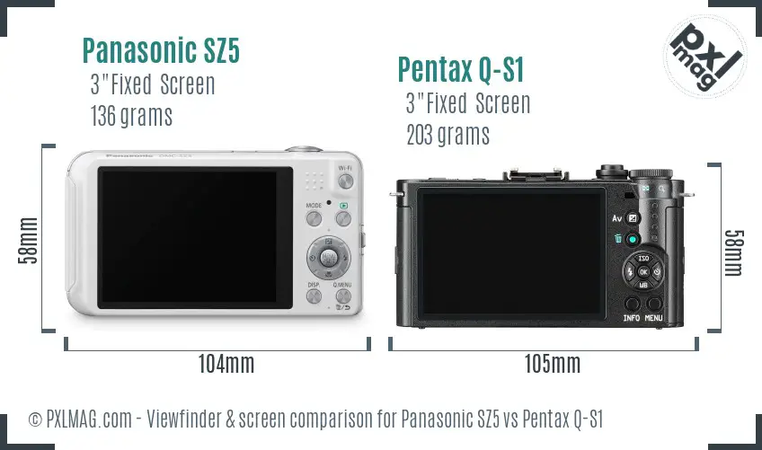 Panasonic SZ5 vs Pentax Q-S1 Screen and Viewfinder comparison