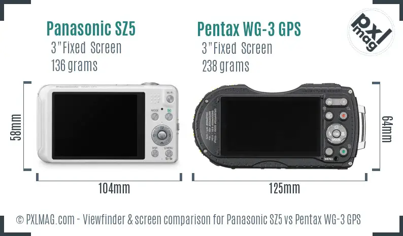 Panasonic SZ5 vs Pentax WG-3 GPS Screen and Viewfinder comparison Panasonic SZ5 vs Pentax WG-3 GPS Screen and Viewfinder comparison