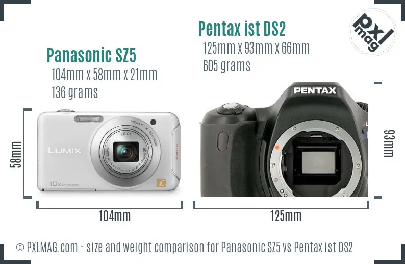 Panasonic SZ5 vs Pentax ist DS2 size comparison
