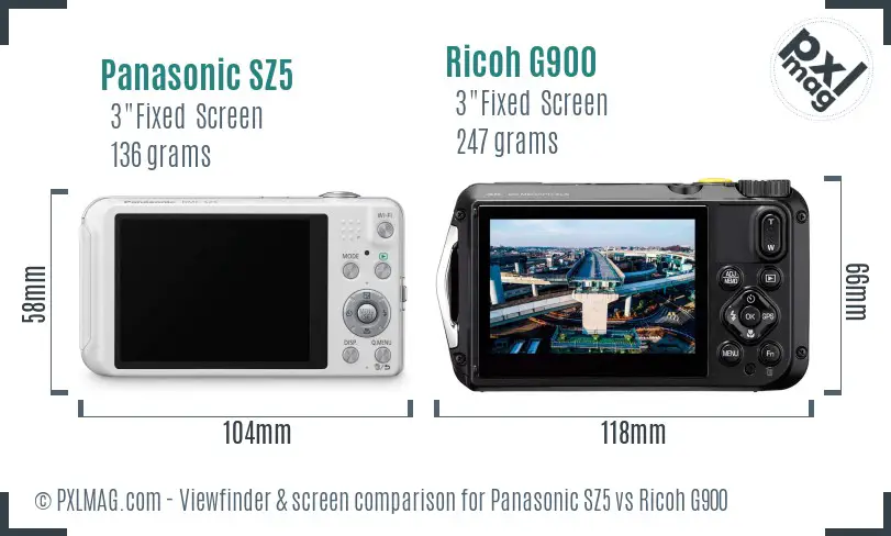 Panasonic SZ5 vs Ricoh G900 Screen and Viewfinder comparison Panasonic SZ5 vs Ricoh G900 Screen and Viewfinder comparison