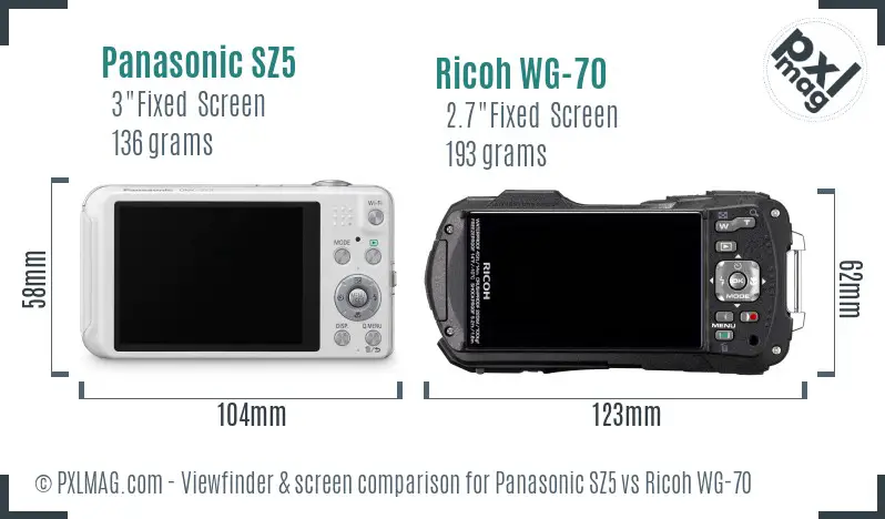 Panasonic SZ5 vs Ricoh WG-70 Screen and Viewfinder comparison Panasonic SZ5 vs Ricoh WG-70 Screen and Viewfinder comparison