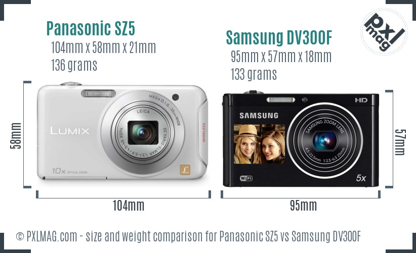 Panasonic SZ5 vs Samsung DV300F size comparison Panasonic SZ5 vs Samsung DV300F size comparison
