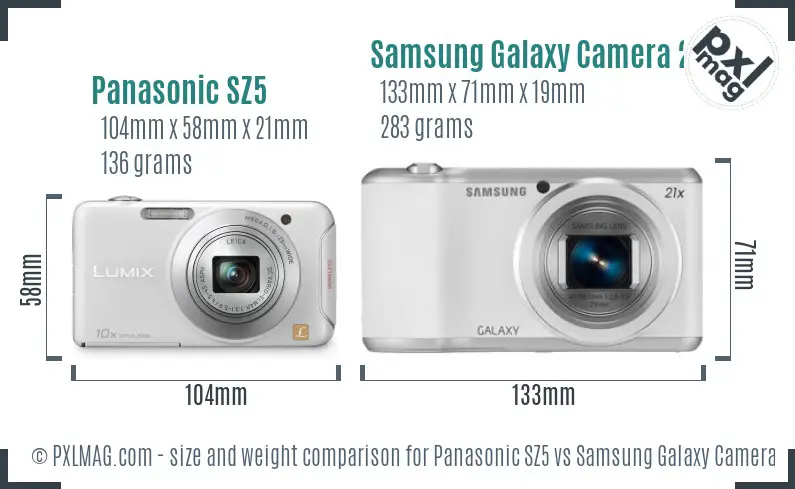 Panasonic SZ5 vs Samsung Galaxy Camera 2 size comparison Panasonic SZ5 vs Samsung Galaxy Camera 2 size comparison