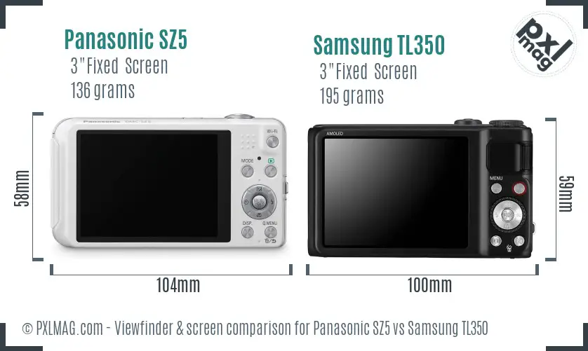 Panasonic SZ5 vs Samsung TL350 Screen and Viewfinder comparison