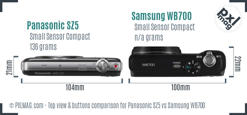 Panasonic SZ5 vs Samsung WB700 top view buttons comparison
