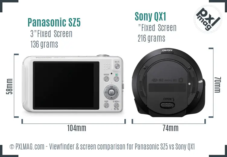 Panasonic SZ5 vs Sony QX1 Screen and Viewfinder comparison Panasonic SZ5 vs Sony QX1 Screen and Viewfinder comparison