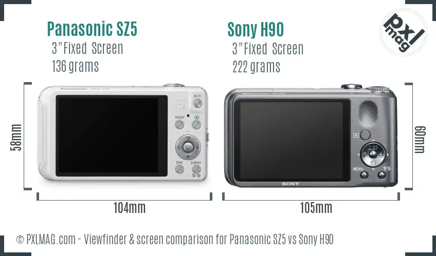 Panasonic SZ5 vs Sony H90 Screen and Viewfinder comparison