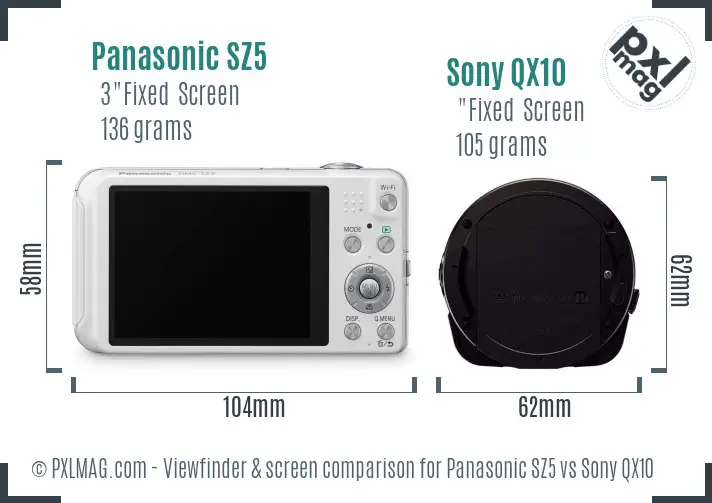 Panasonic SZ5 vs Sony QX10 Screen and Viewfinder comparison Panasonic SZ5 vs Sony QX10 Screen and Viewfinder comparison