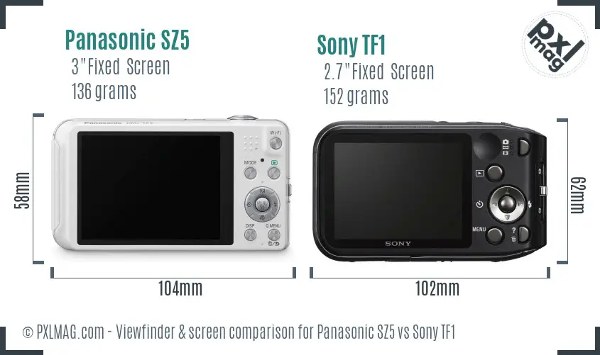 Panasonic SZ5 vs Sony TF1 Screen and Viewfinder comparison