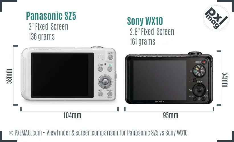 Panasonic SZ5 vs Sony WX10 Screen and Viewfinder comparison Panasonic SZ5 vs Sony WX10 Screen and Viewfinder comparison