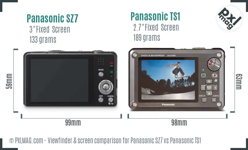Panasonic SZ7 vs Panasonic TS1 Screen and Viewfinder comparison
